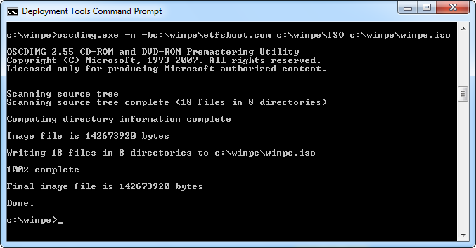 Create a WinPE boot disk using Windows Automated Installation Kit (WAIK)