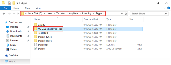 Skype Downloads folder