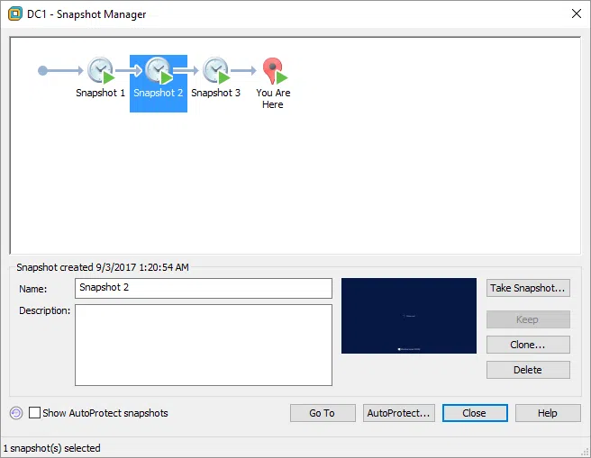 Create, restore and manage snapshots on VMware Workstation
