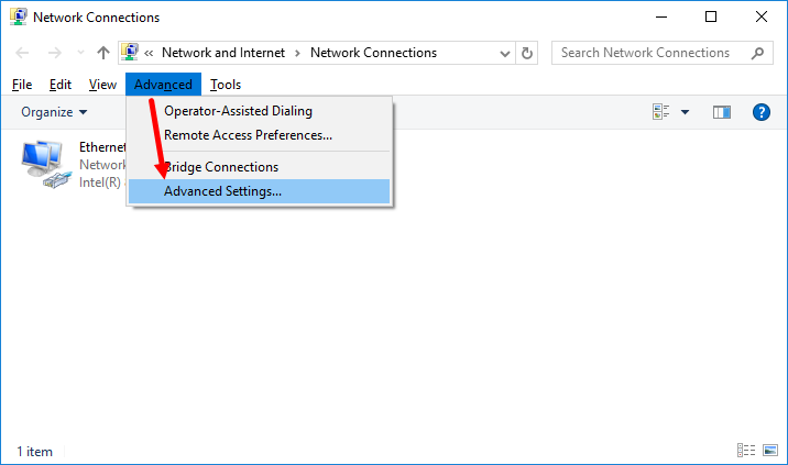 Change network connection priority on Windows 10