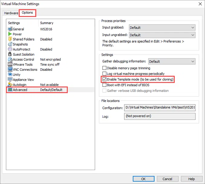 Create a VM template on VMware Workstation