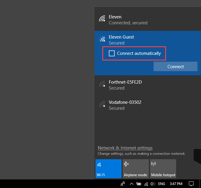 Change wireless network priority in Windows 10