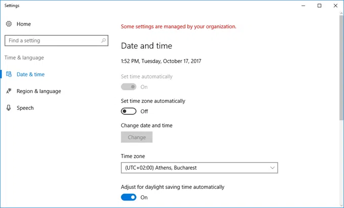 Configure Date, Time and Time Zone settings in Windows Server 2016