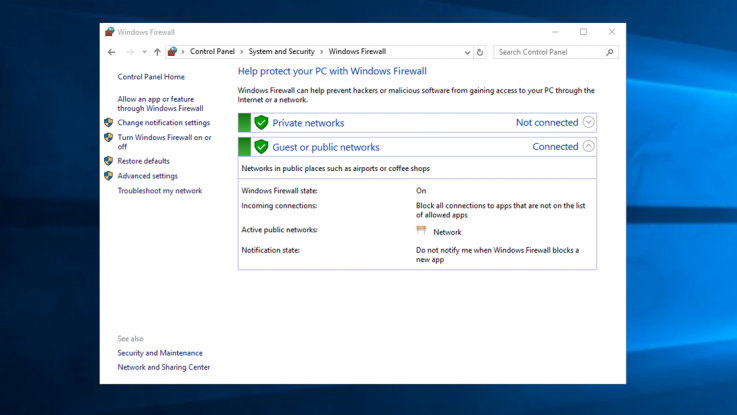 Disable Firewall in Windows Server 2016