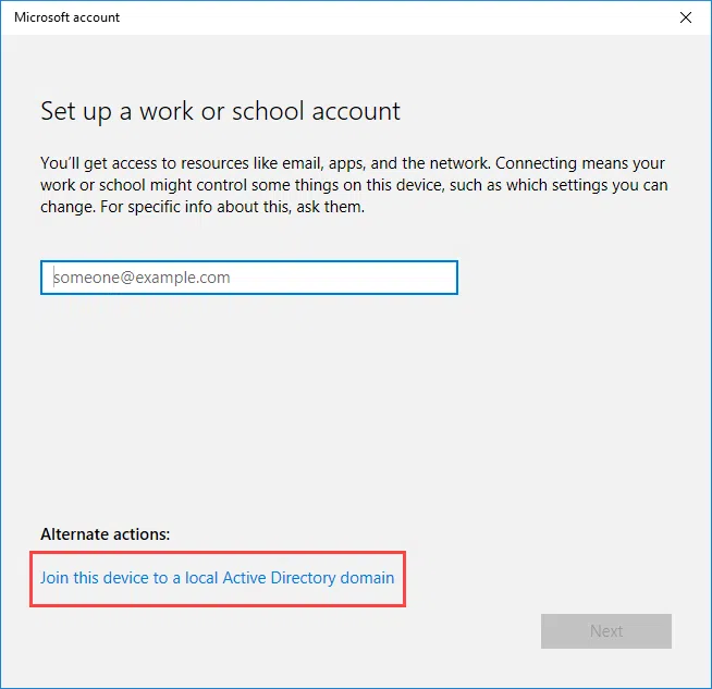 Join a Windows 10 PC to an Active Directory domain