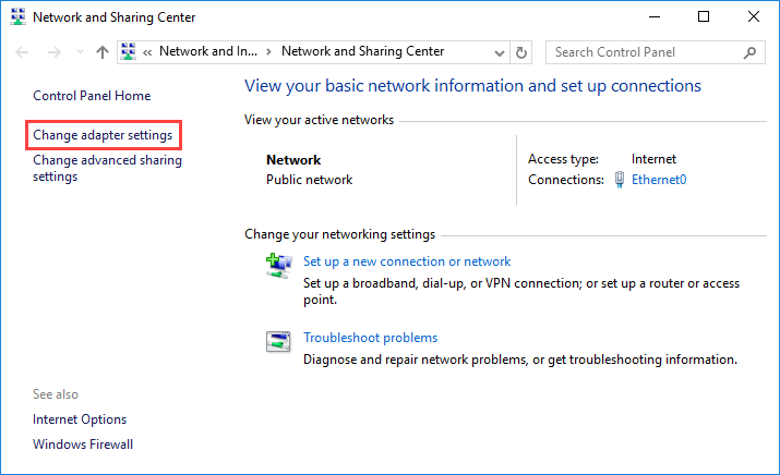 How to configure network settings in Windows Server 2016