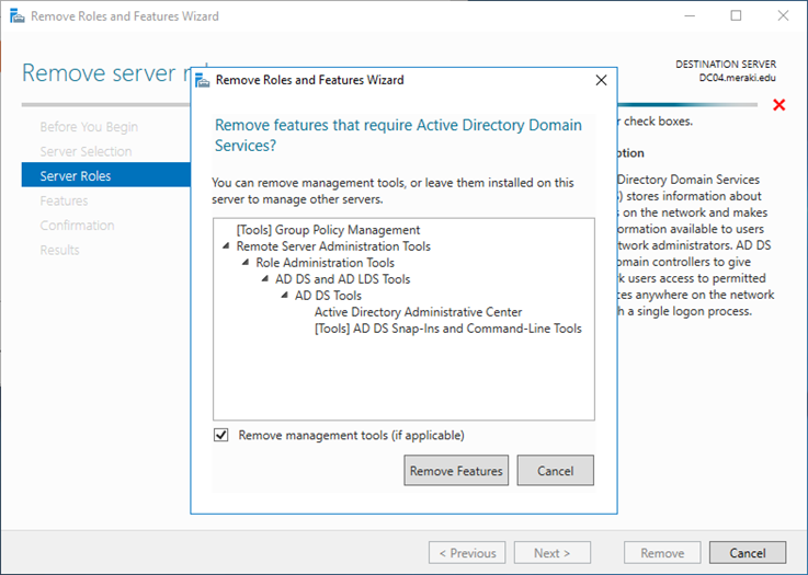 Demote a Windows Server 2016 Domain Controller