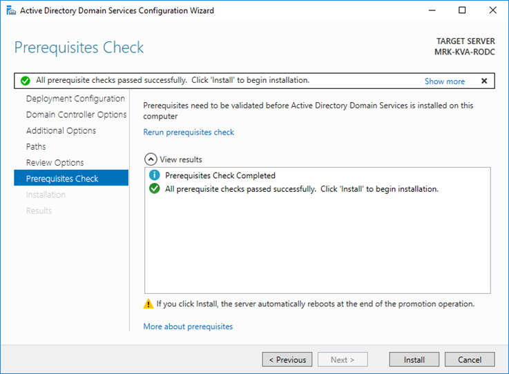Deploy a Staged Windows Server 2016 RODC
