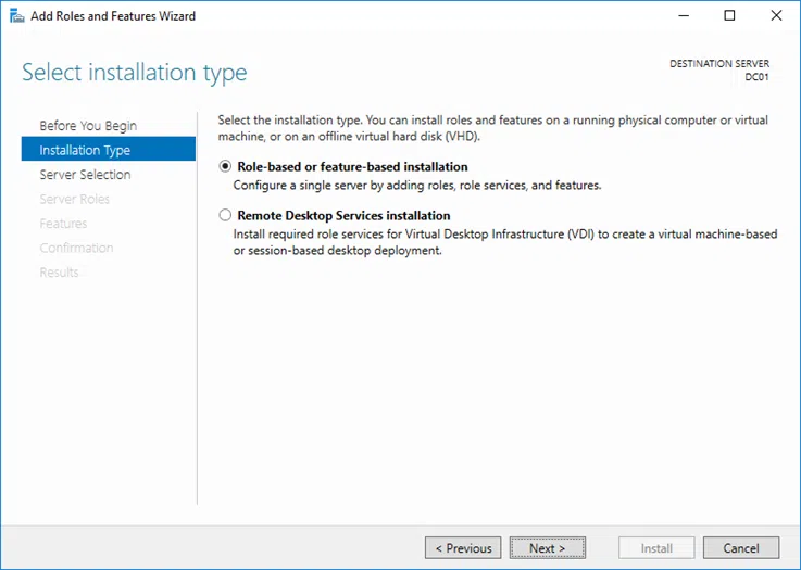 Installing Active Directory on Windows Server 2016