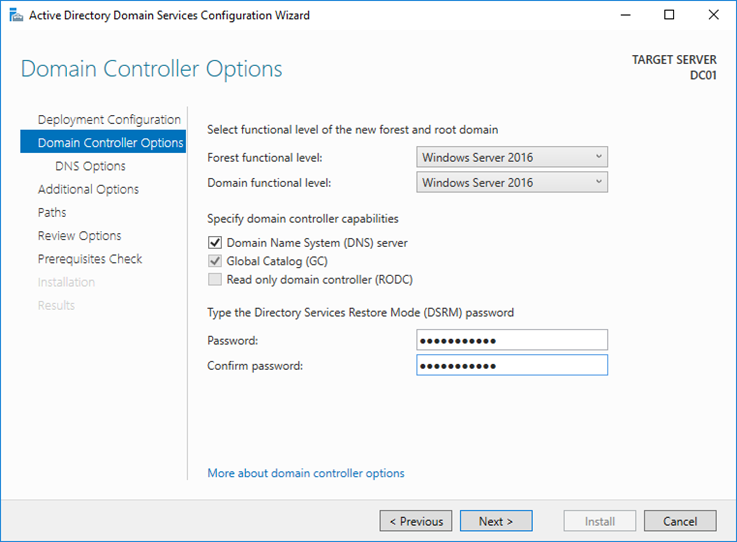 Installing Active Directory on Windows Server 2016