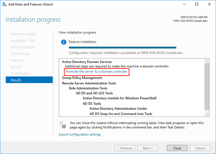 Install a Windows Server 2016 RODC