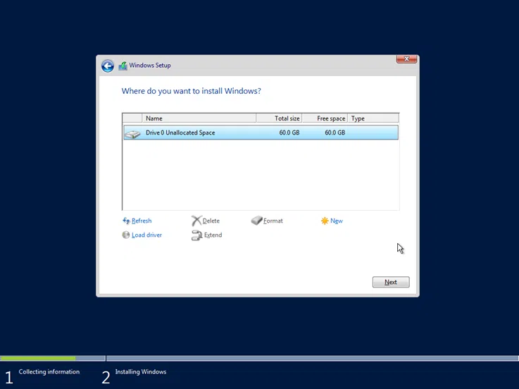 Install Windows Server 2016 with GUI (Desktop Experience)