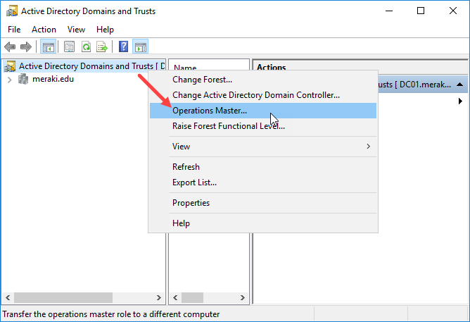 Transfer FSMO roles to another Domain Controller