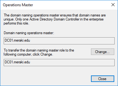 Transfer FSMO roles to another Domain Controller