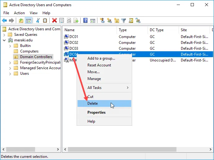 Forced removal of a Domain Controller from Active Directory