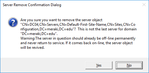 Forced removal of a Domain Controller from Active Directory