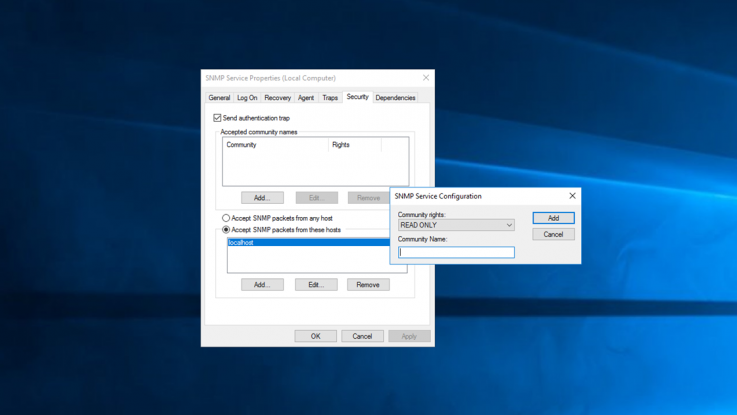 Install and configure SNMP service in Windows machines