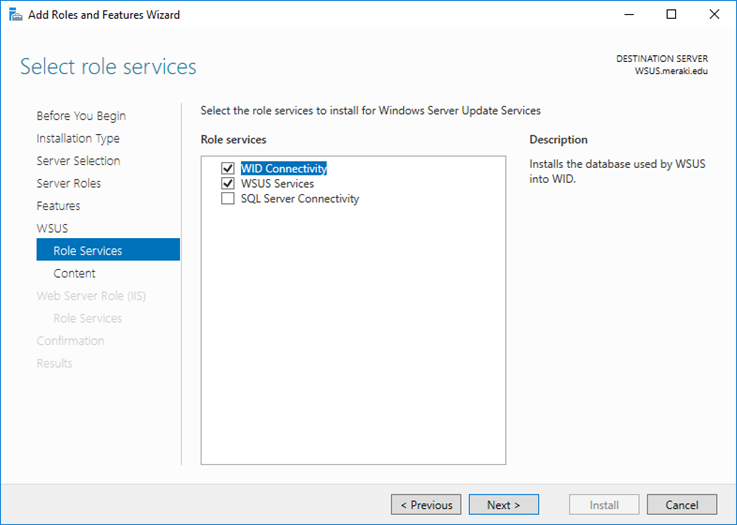 Install WSUS in Windows Server 2016