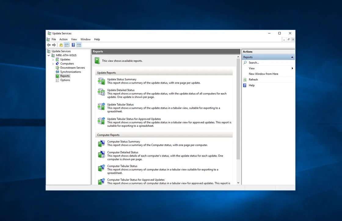 Error opening Report Viewer on WSUS 2016
