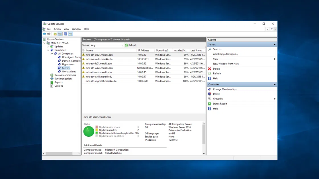 Configure computer groups in WSUS 2016